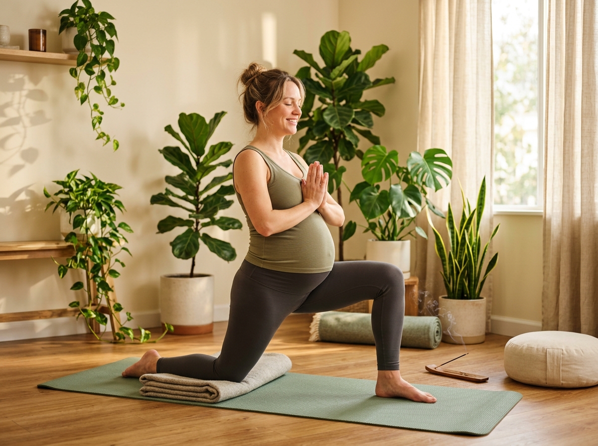 Gentle yoga flow postures for expecting mothers