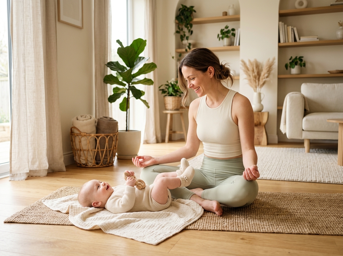 Postnatal mother and baby recovery yoga